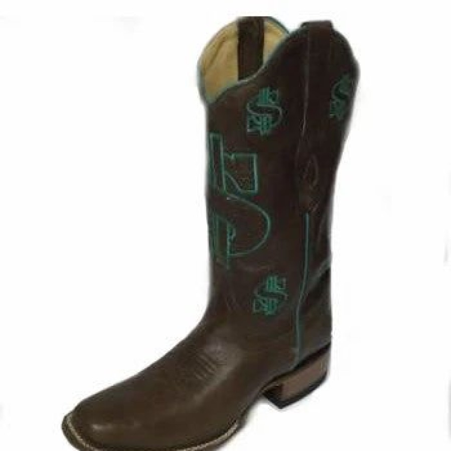 Boots & Shoes * | Corral Boots Corral Brown Turquoise Dollar Sign Square Toe