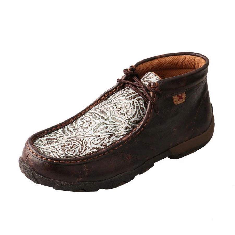 Boots & Shoes * | Twisted X Women'S Bomber And Mint Floral Tooled Driving Moc