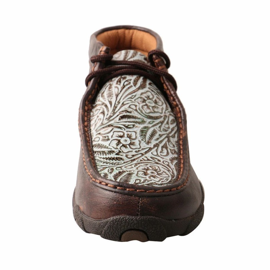 Boots & Shoes * | Twisted X Women'S Bomber And Mint Floral Tooled Driving Moc