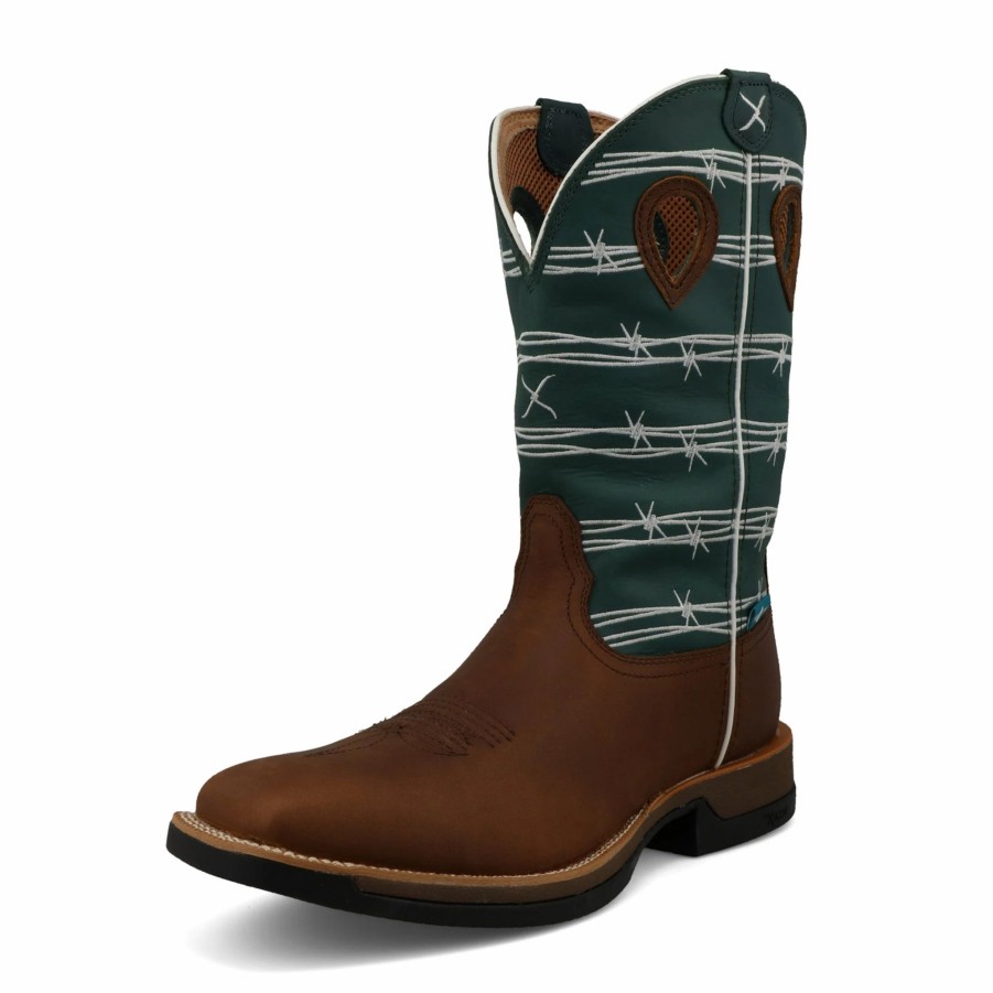 Boots & Shoes * | Twisted X Brown And Green-Blue Tech X Boot