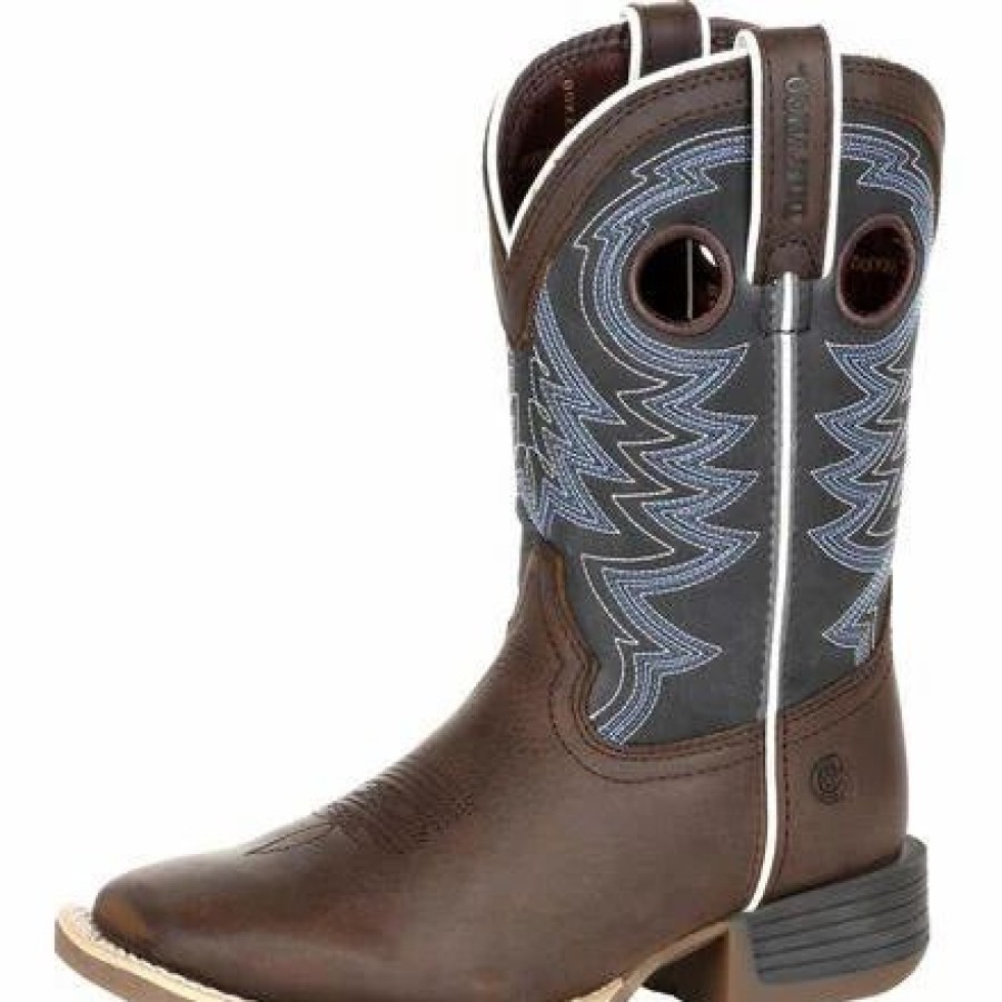 Boots & Shoes * | Durango Little Kid'S Blue And Brown Square Toe Boot