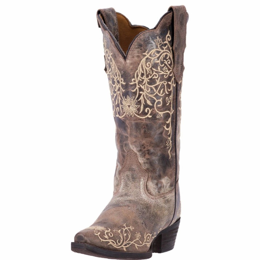 Boots & Shoes * | Laredo Women'S Cream Embroidered Jasmine Snip Toe Boot