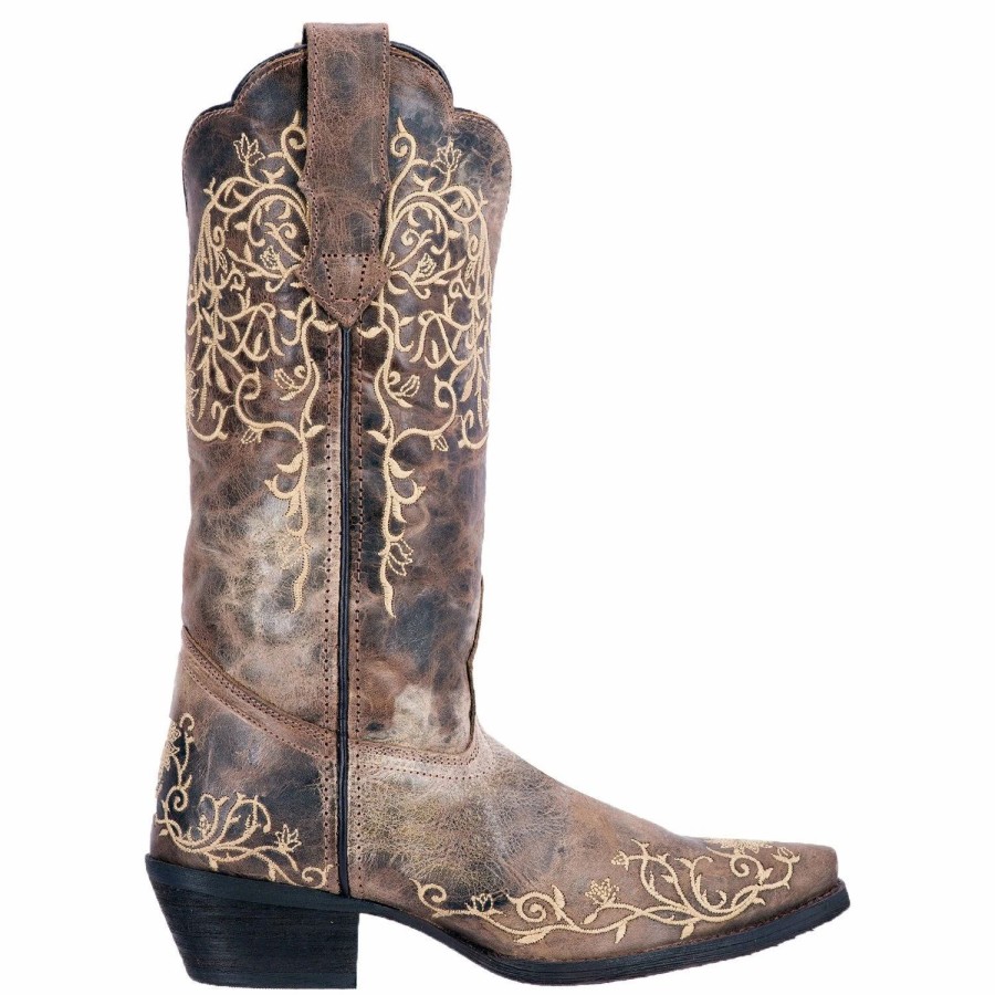 Boots & Shoes * | Laredo Women'S Cream Embroidered Jasmine Snip Toe Boot