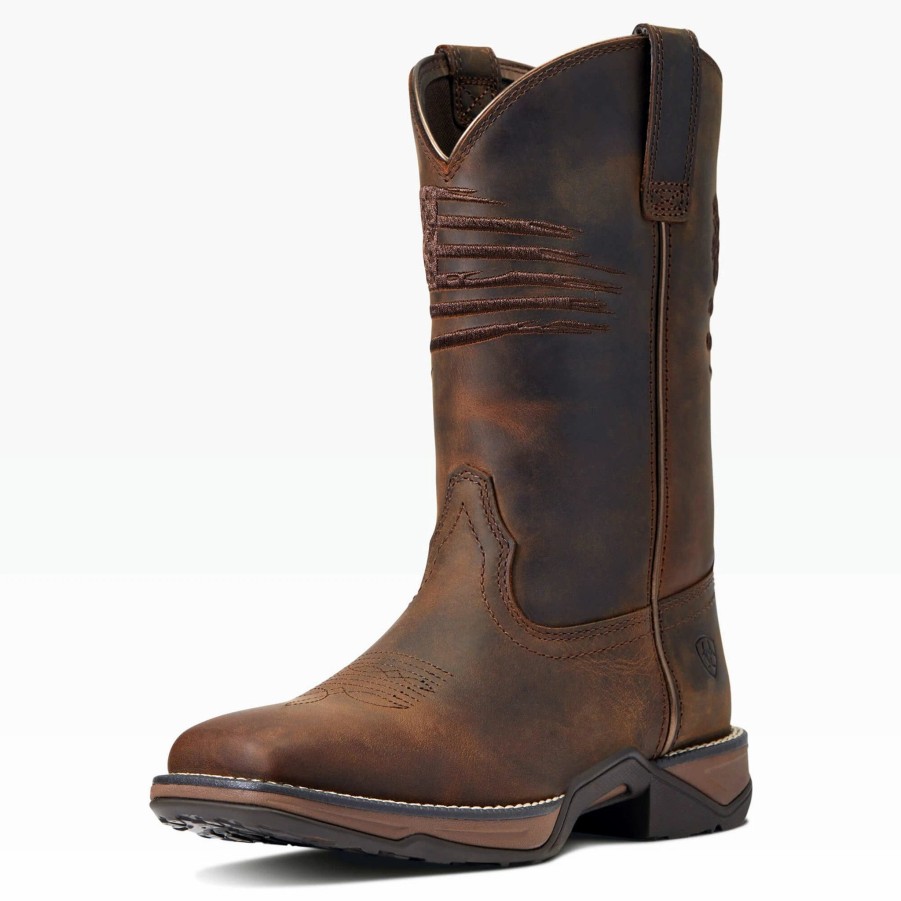 Boots & Shoes * | Ariat Women'S Anthem Distressed Brown Square Toe Boots