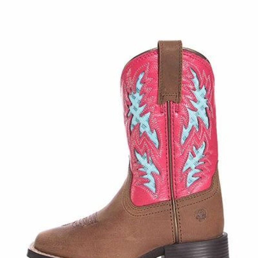 Boots & Shoes * | Ariat Kid'S Brown And Hot Pink Venttek Square Toe Boots