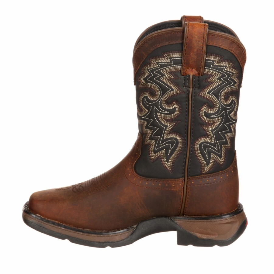 Boots & Shoes * | Durango Big Kid'S Tan & Black Square Toe Boots