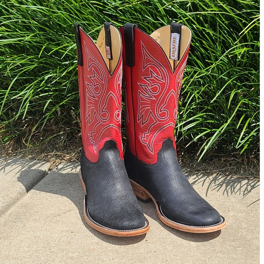 Boots & Shoes * | Olathe Boot Olathe Black Oiled Pig Round Toe Boot