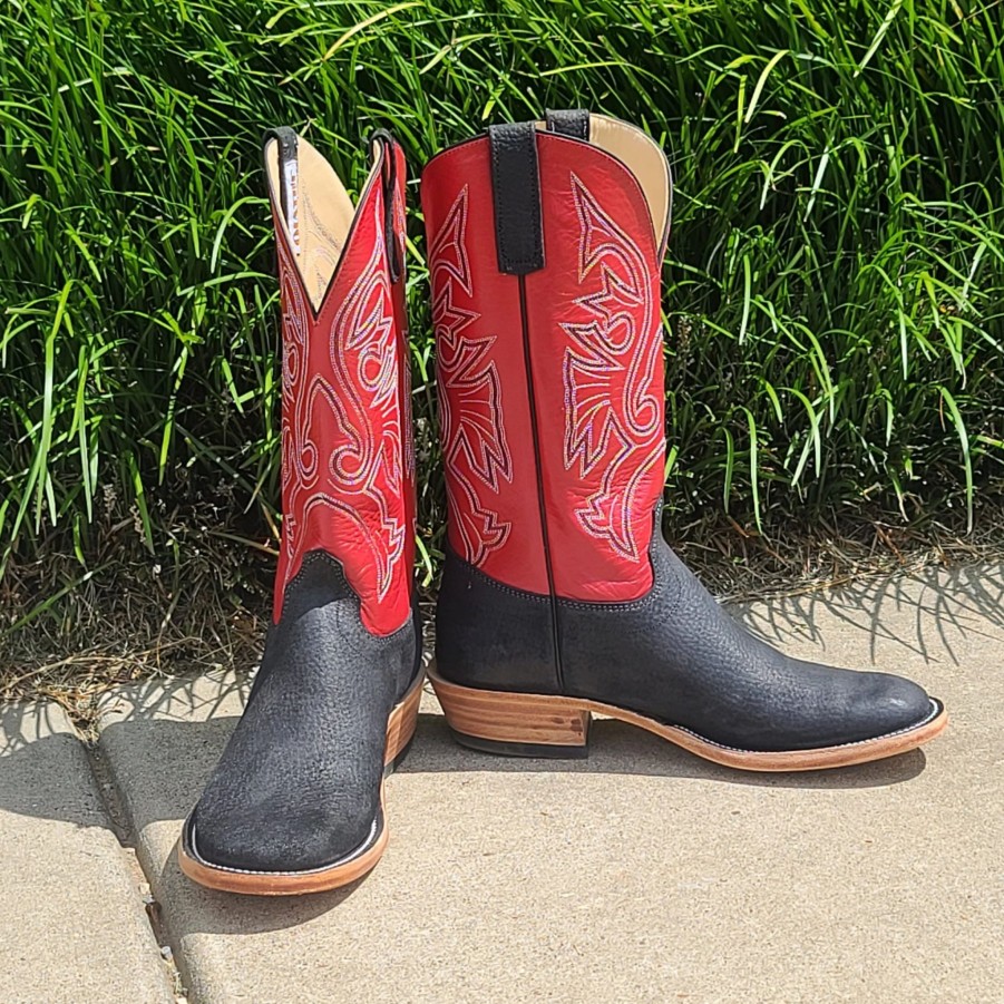 Boots & Shoes * | Olathe Boot Olathe Black Oiled Pig Round Toe Boot