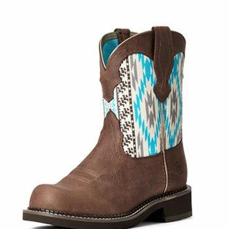 Boots & Shoes * | Ariat Brown And Turquoise Aztec Fatbaby