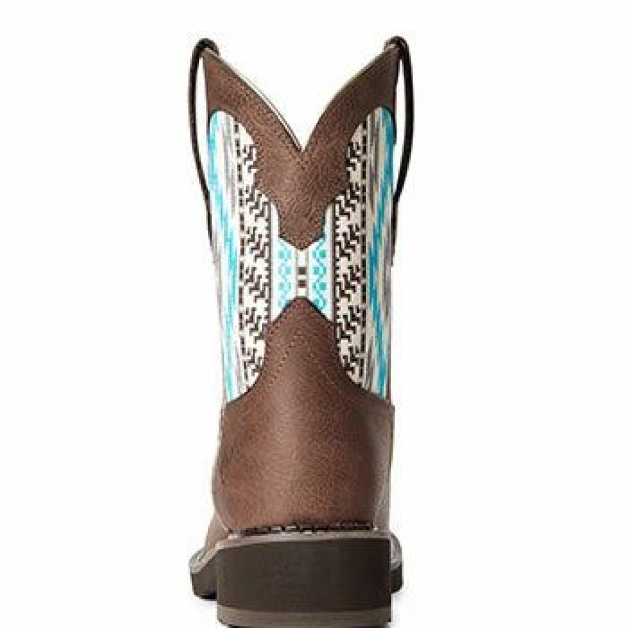 Boots & Shoes * | Ariat Brown And Turquoise Aztec Fatbaby