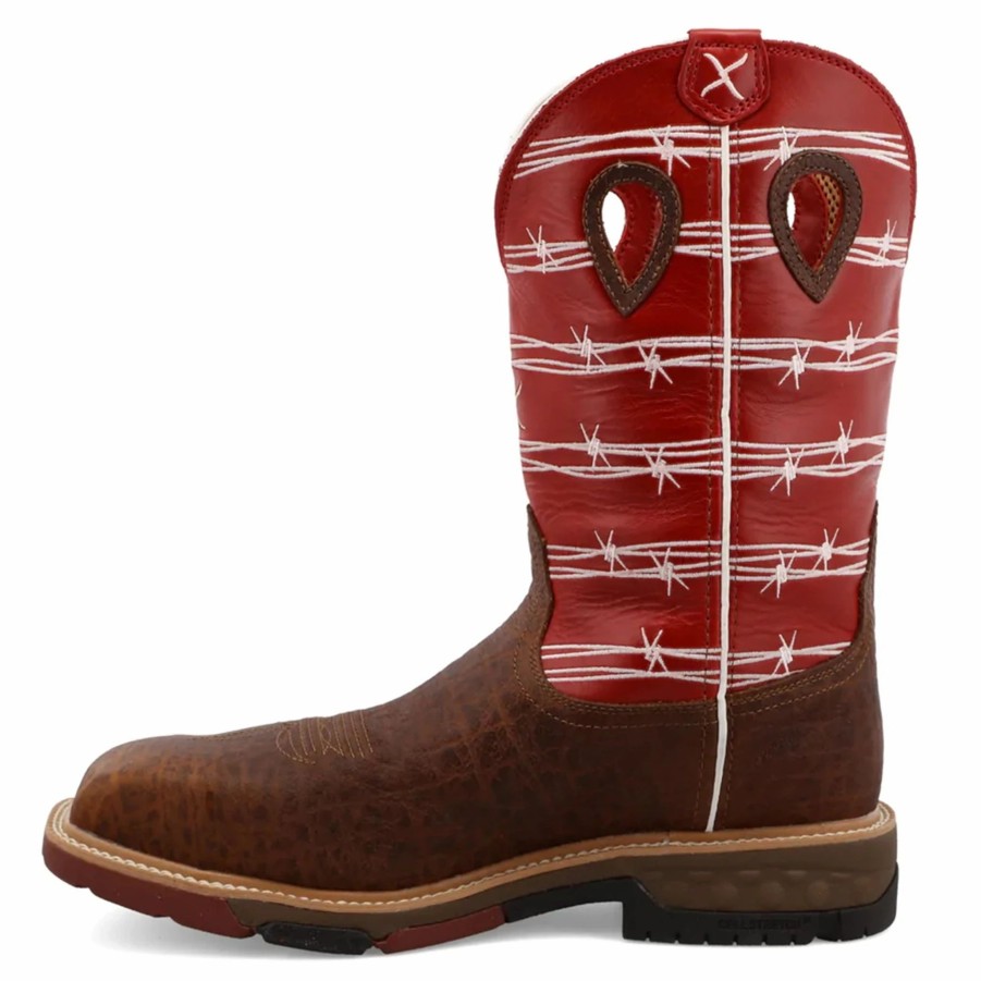 Boots & Shoes * | Twisted X Men'S 12 Nano Composite Toe Waterproof Work Boot-Oiled/Red/White