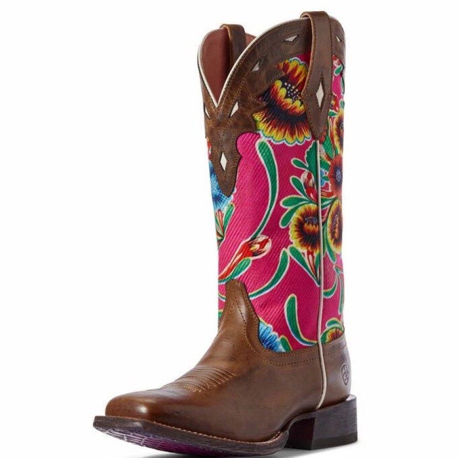 Boots & Shoes * | Ariat Women'S Pink Circuit Champion Square Toe Boot