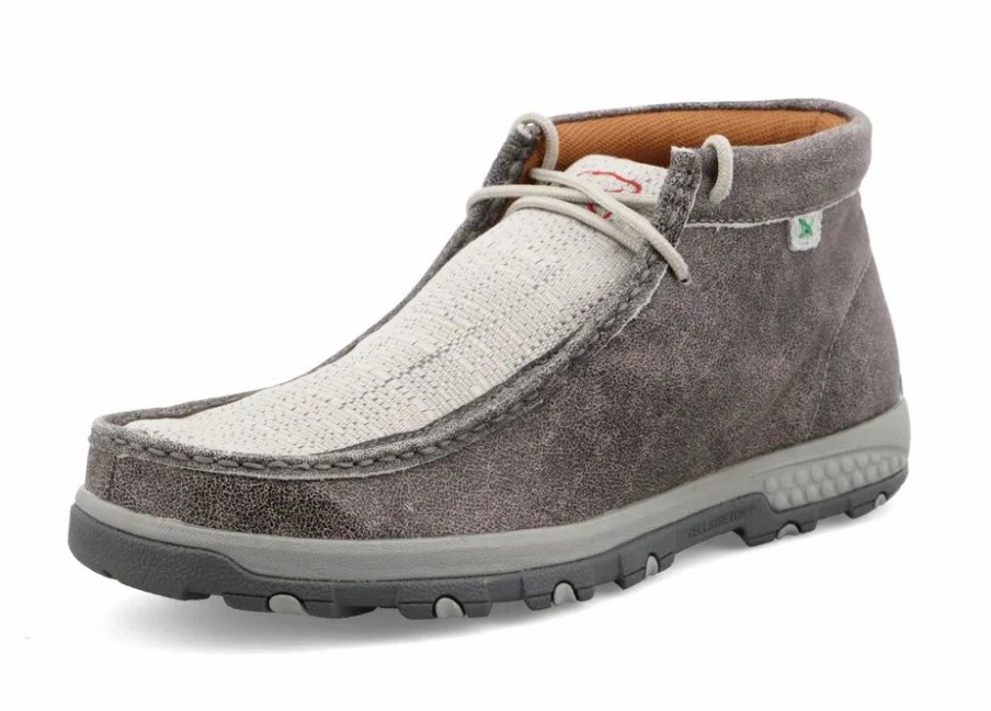 Boots & Shoes * | Twisted X Men'S Grey Eco Cell Stretch Driving Moc