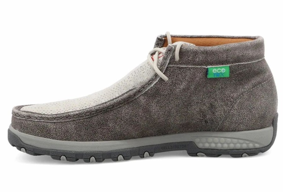 Boots & Shoes * | Twisted X Men'S Grey Eco Cell Stretch Driving Moc