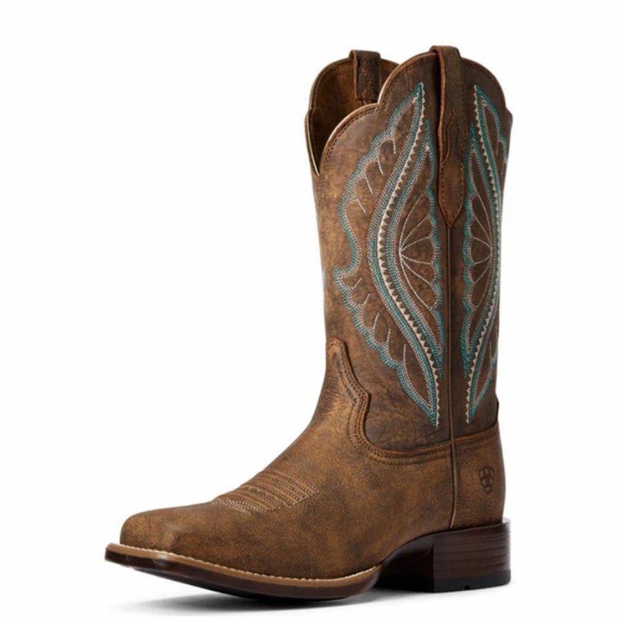 Boots & Shoes * | Ariat Women'S Tack Room Brown Primetime Square Toe Boots