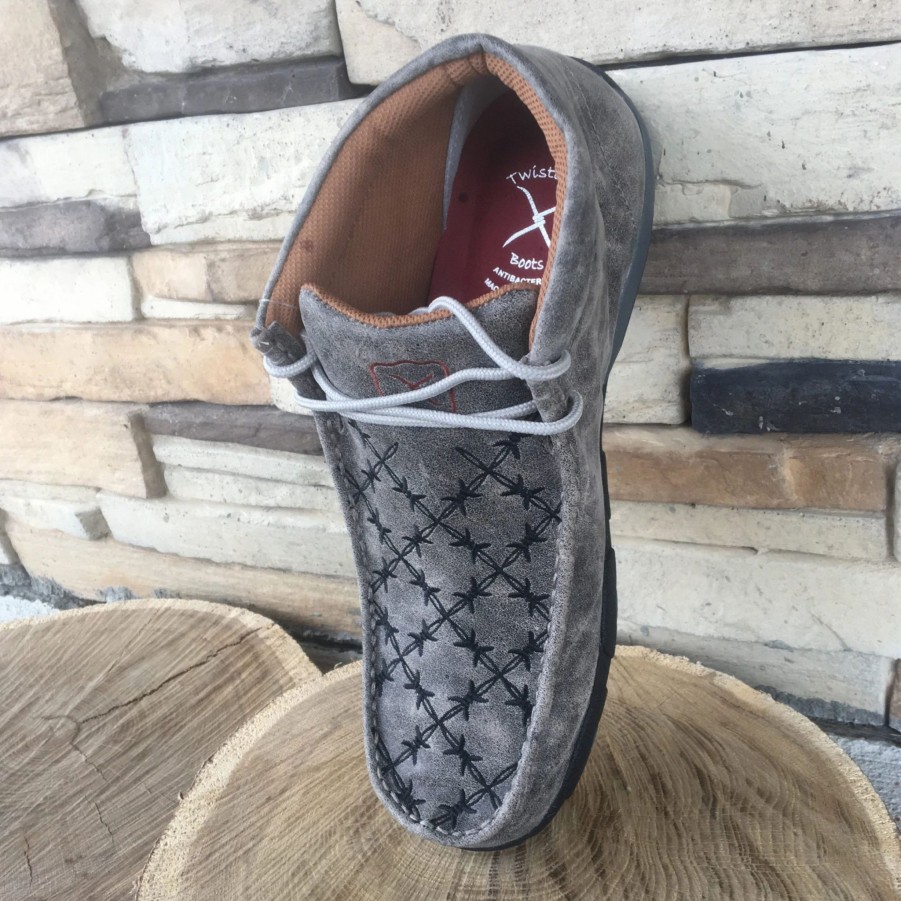 Boots & Shoes * | We Exclusive~ Twisted X Kid'S Grey And Black Barbwire Driving Moc