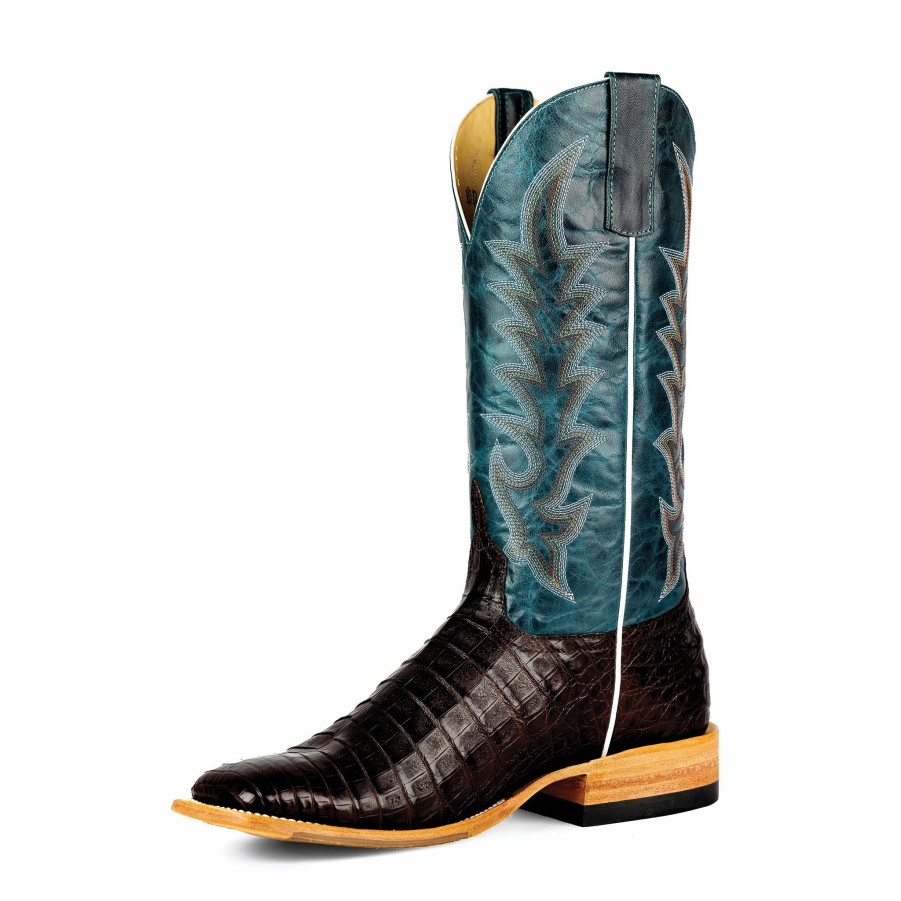 Boots & Shoes * | Horse Power Top Hand Chocolate Caiman Men'S Square Toe Boots