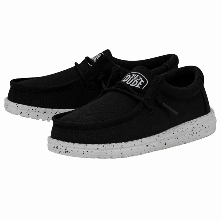 Boots & Shoes * | Heydude Hey Dude Wally Youth Slub Canvas Black