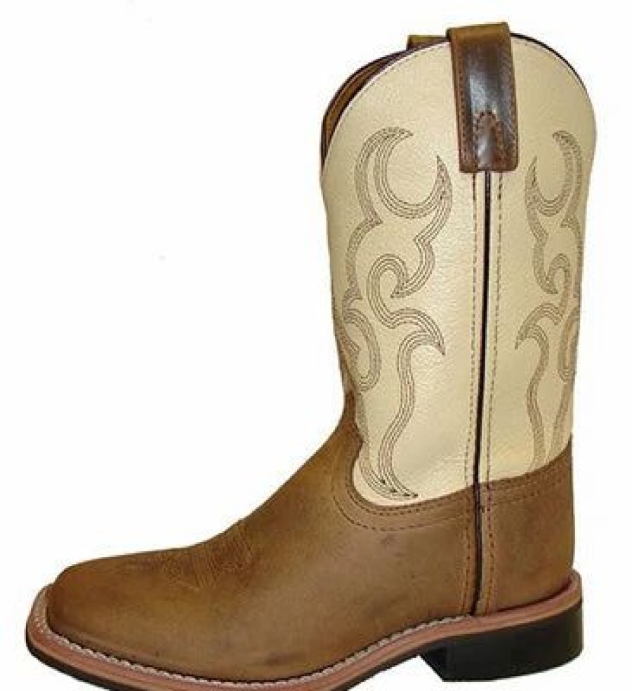 Boots & Shoes * | Smoky Mountain Boots Kid'S Brown And Cream Square Toe Boots