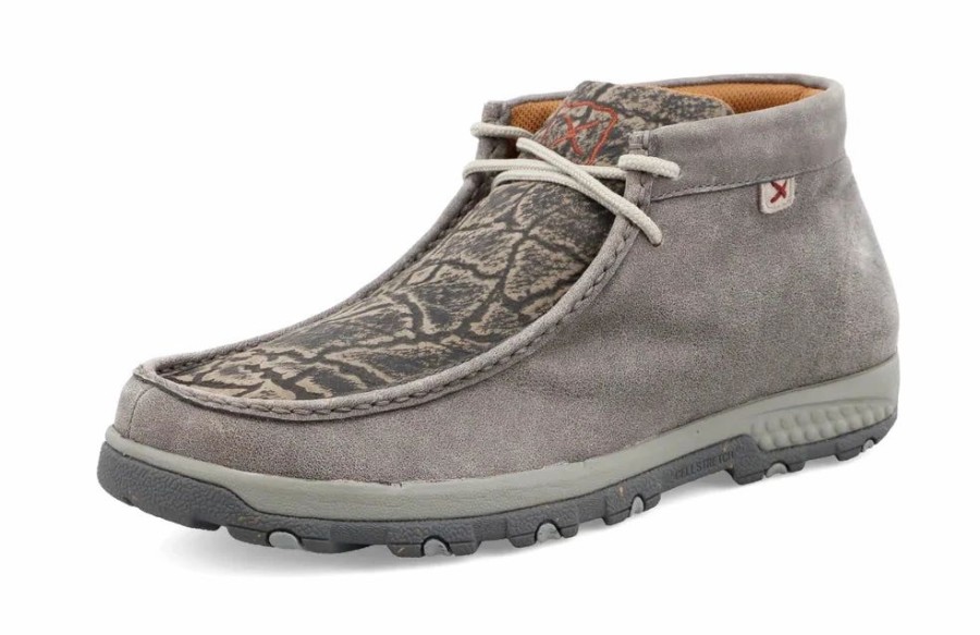 Boots & Shoes * | Twisted X Men'S Grey Elephant Cell Stretch Chukka Driving Moc