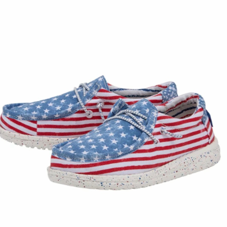 Boots & Shoes * | Heydude Hey Dude Wally Youth Stars & Stripes