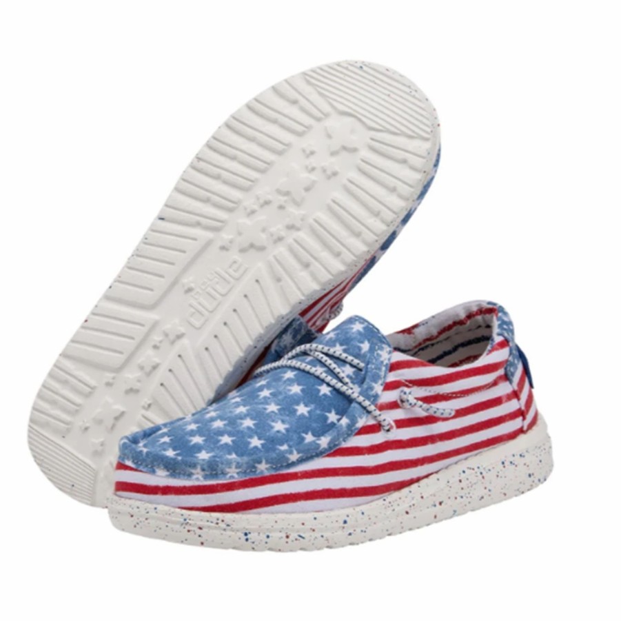 Boots & Shoes * | Heydude Hey Dude Wally Youth Stars & Stripes