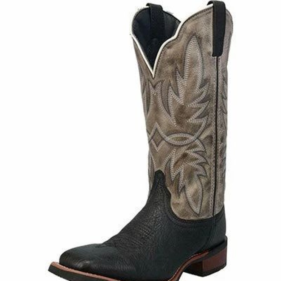 Boots & Shoes * | Laredo Men'S Isaac Black Embroidered Leather Boots