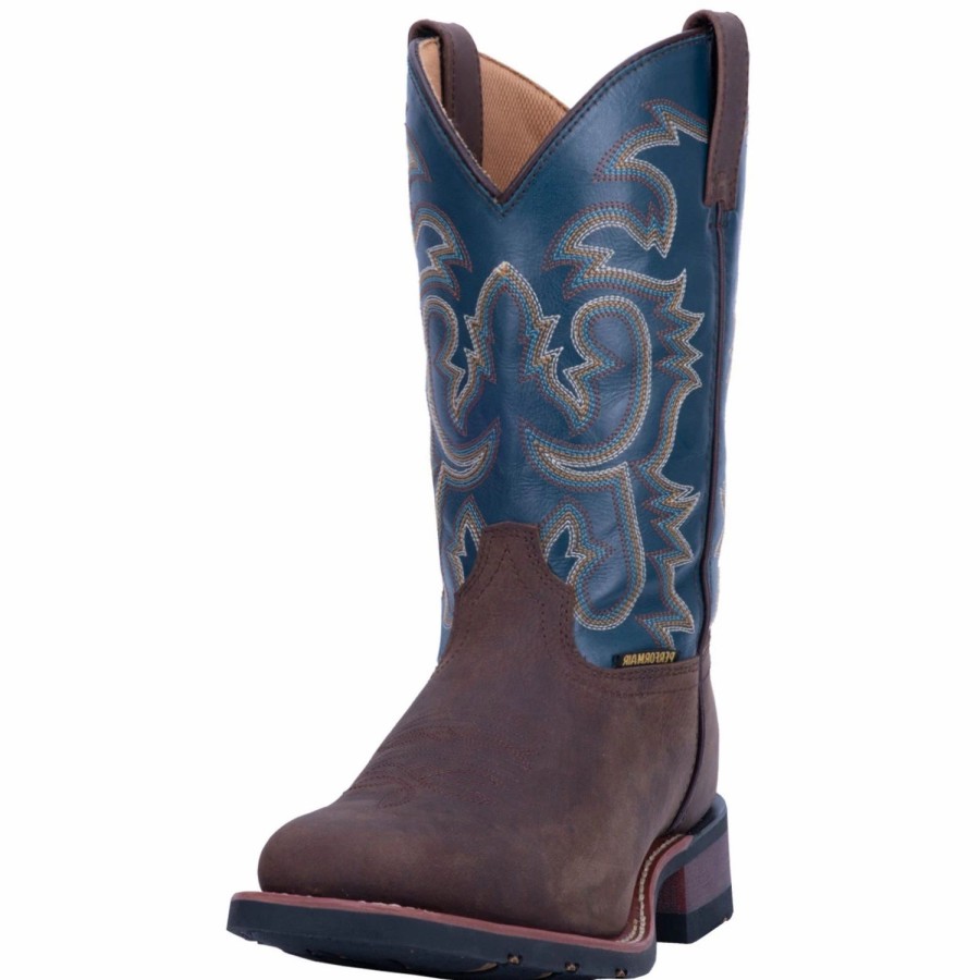 Boots & Shoes * | Laredo Brown With Blue Top Square Toe Boot