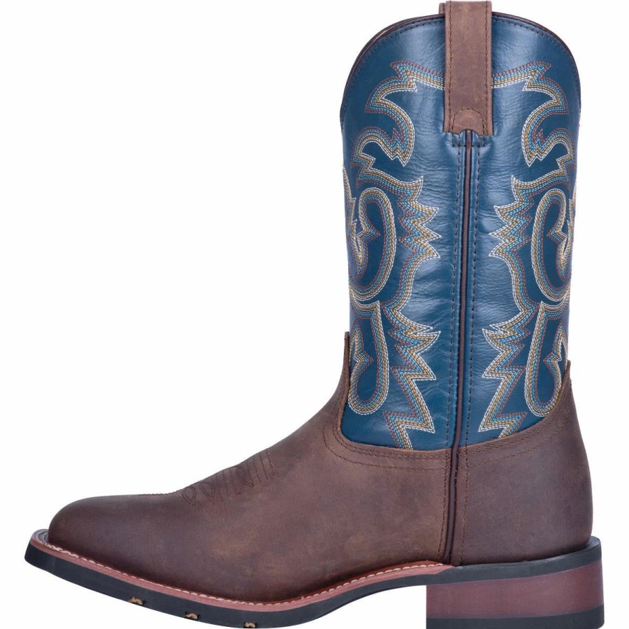 Boots & Shoes * | Laredo Brown With Blue Top Square Toe Boot