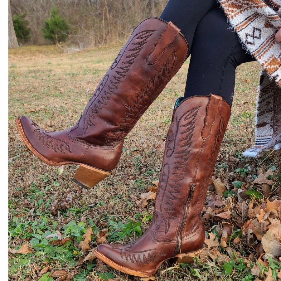 Boots & Shoes * | Corral Boots Corral Cognac Tall Boots