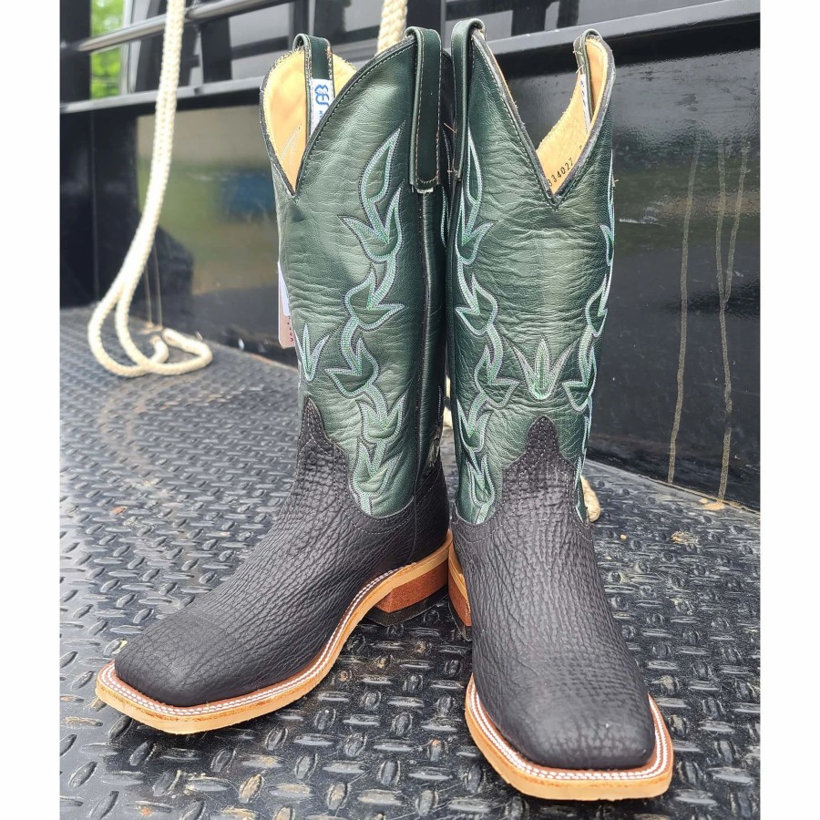 Boots & Shoes * | Anderson Bean Black/Green Oiled Shark Boots