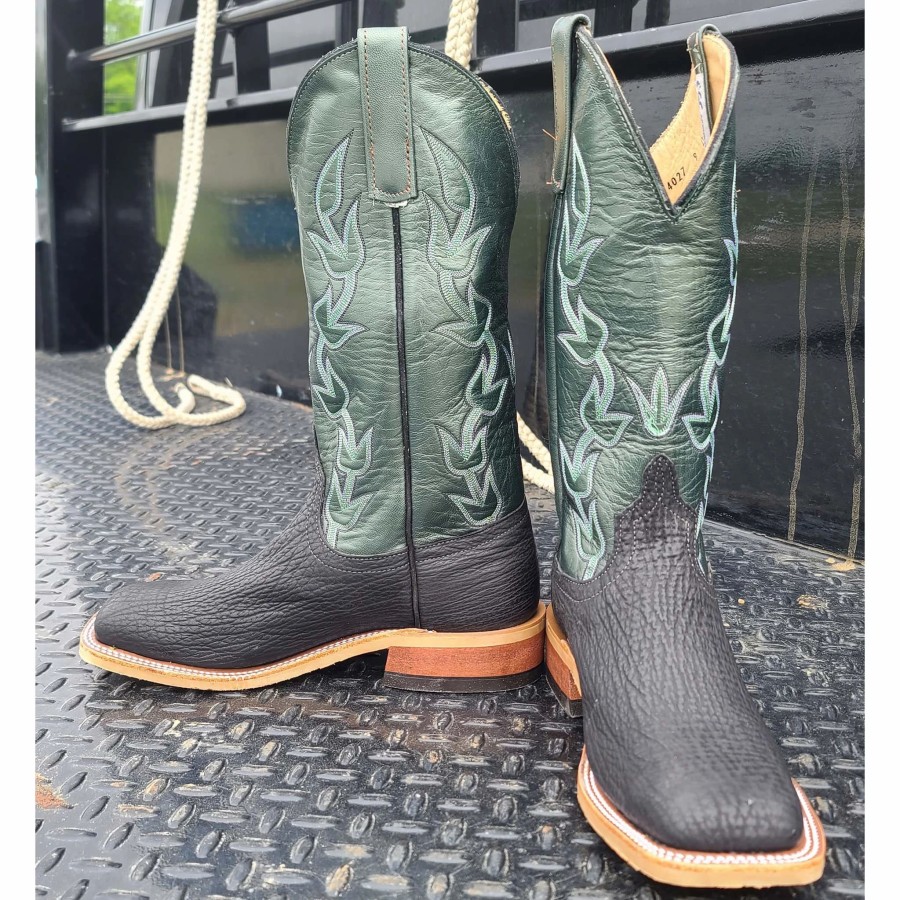 Boots & Shoes * | Anderson Bean Black/Green Oiled Shark Boots