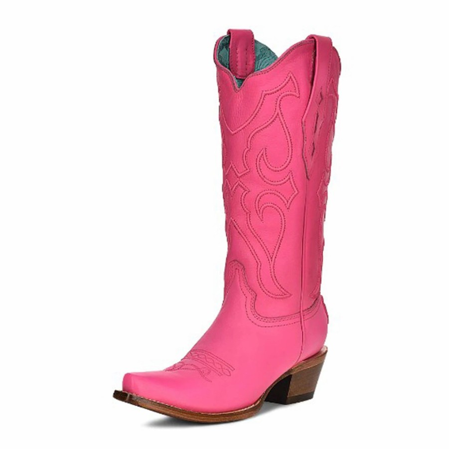 Boots & Shoes * | Corral Boots Corral Women'S Fuchsia Embroidered Snip Toe Boots