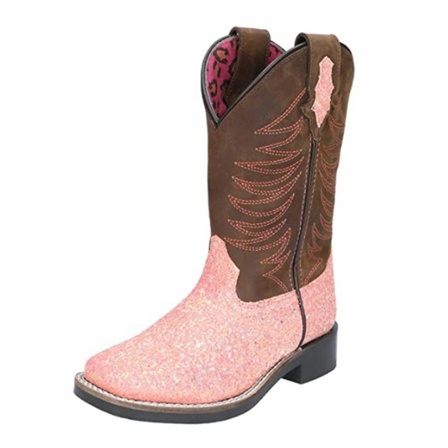 Boots & Shoes * | Smoky Mountain Boots Girl'S Ariel Pastel Glitter Square Toe Boots