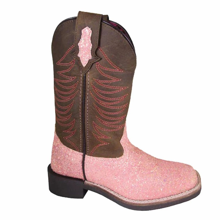 Boots & Shoes * | Smoky Mountain Boots Girl'S Ariel Pastel Glitter Square Toe Boots