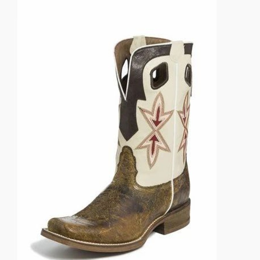 Boots & Shoes * | Nocona Boot Nocona Men'S Tan And Cream Vintage Square Toe Boot