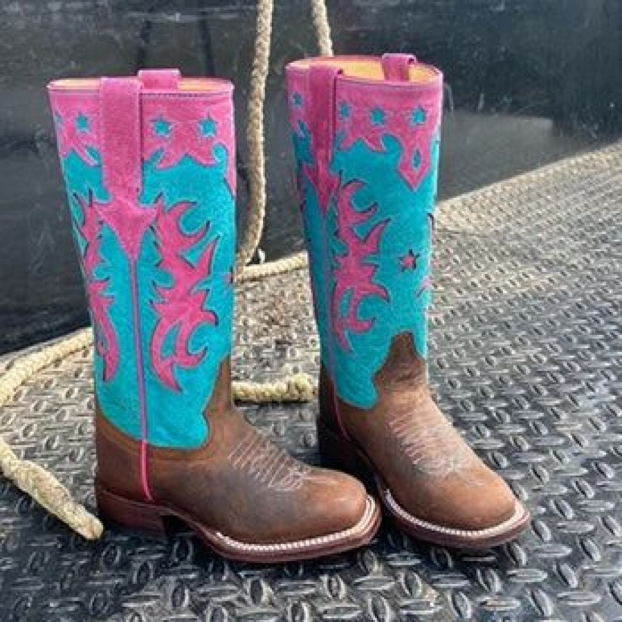 Boots & Shoes * | Anderson Bean Macie Bean Pink & Turquoise Mad Dog Tall Boots