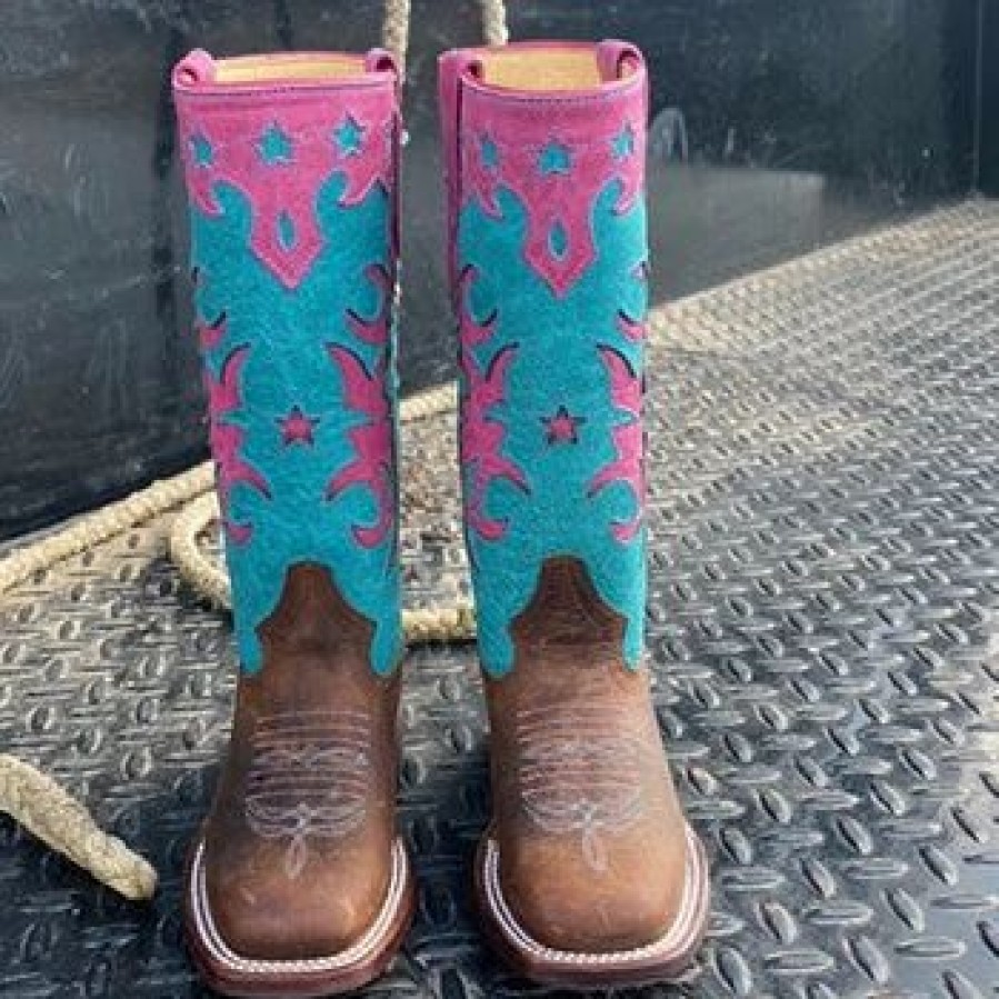 Boots & Shoes * | Anderson Bean Macie Bean Pink & Turquoise Mad Dog Tall Boots