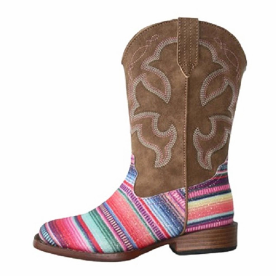 Boots & Shoes * | Roper, Karman Kid'S Serape Glitter Boots