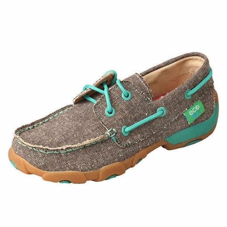 Boots & Shoes * | Twisted X Youth Dust & Turquoise Eco Driving Moc