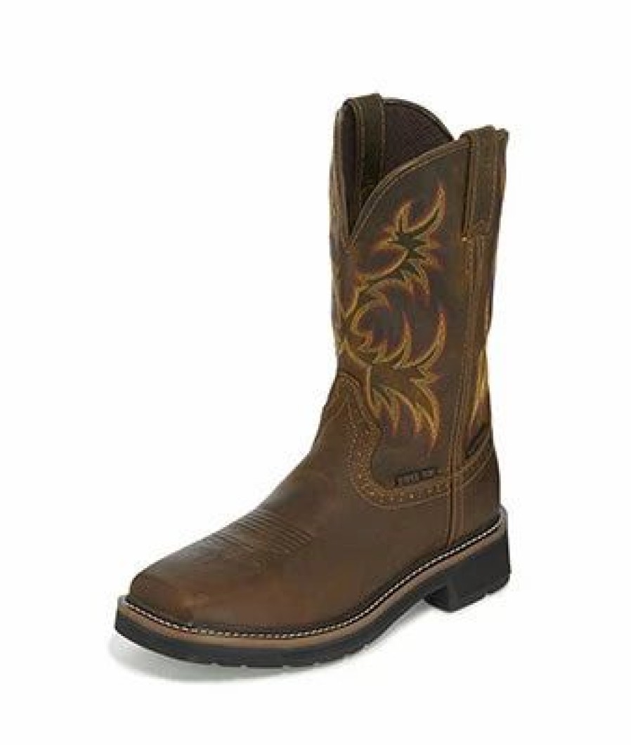 Boots & Shoes * | Justin Boot Co. Justin Men'S Brown H2O Steel Toe Boots