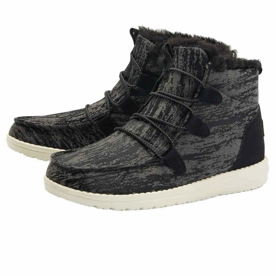 Boots & Shoes * | Heydude Hey Dude Women'S Lea Fur Black