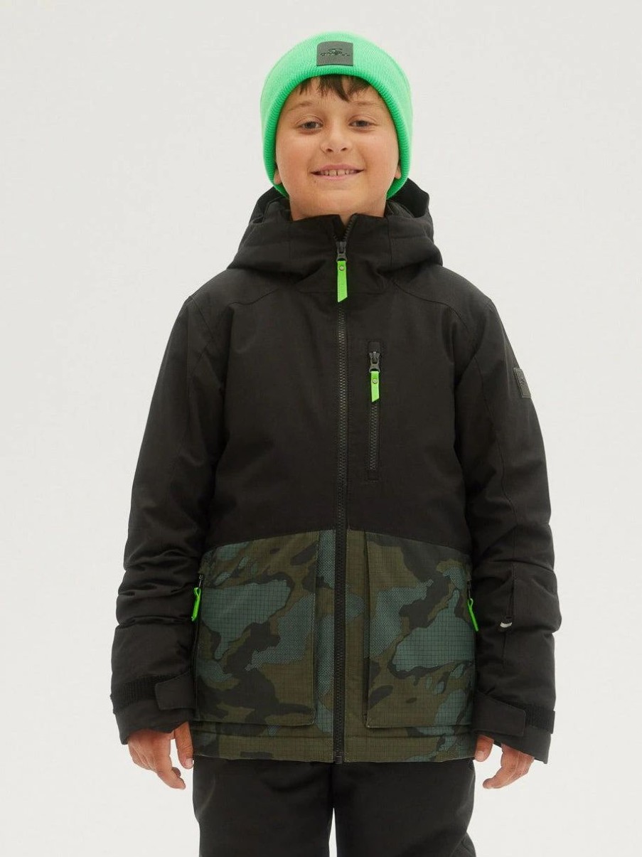 Boys * | O'Neill Boys Textured Jacket Black Print Camo