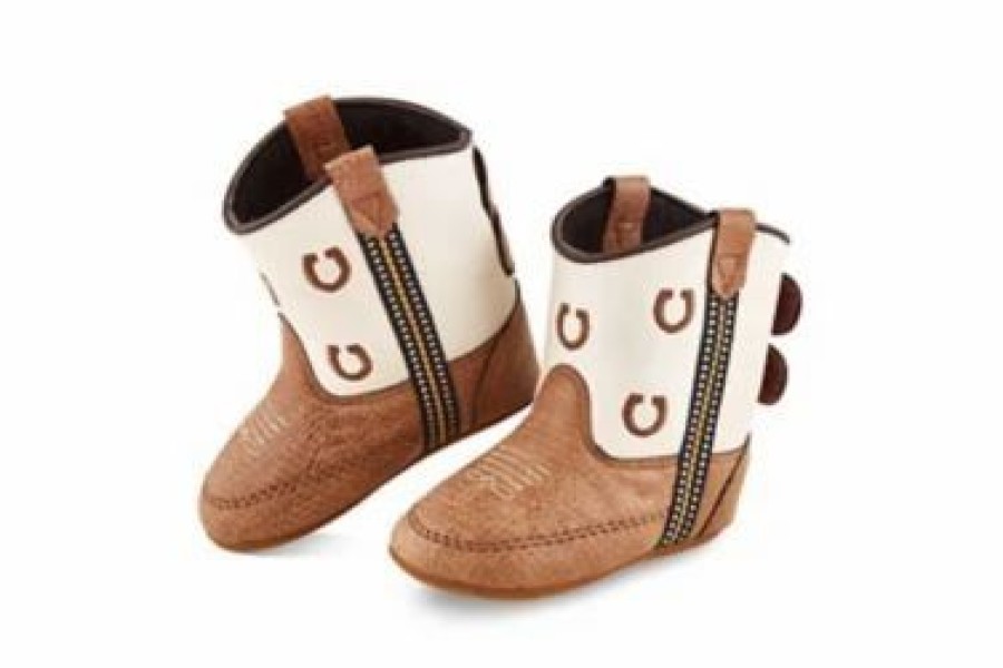 Boots & Shoes * | Jama Corporation Old West Infant Tan And Cream Horse Shoe Print Boots