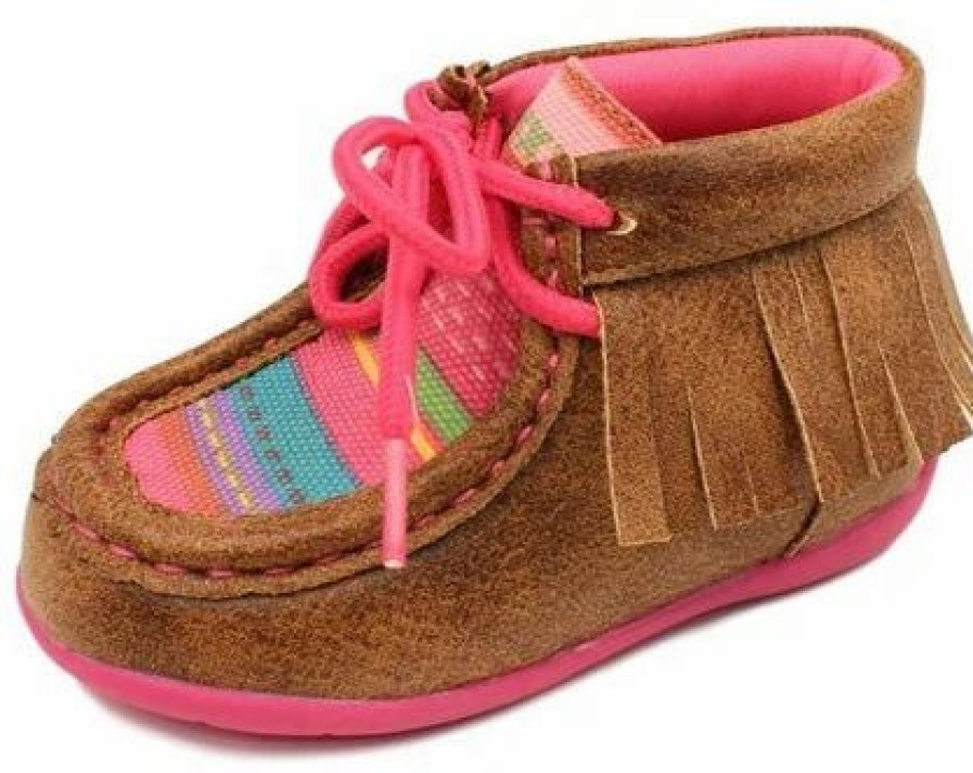 Boots & Shoes * | M&F Western Products, Inc Pink Kimberly Serape Moccasin With Fringe