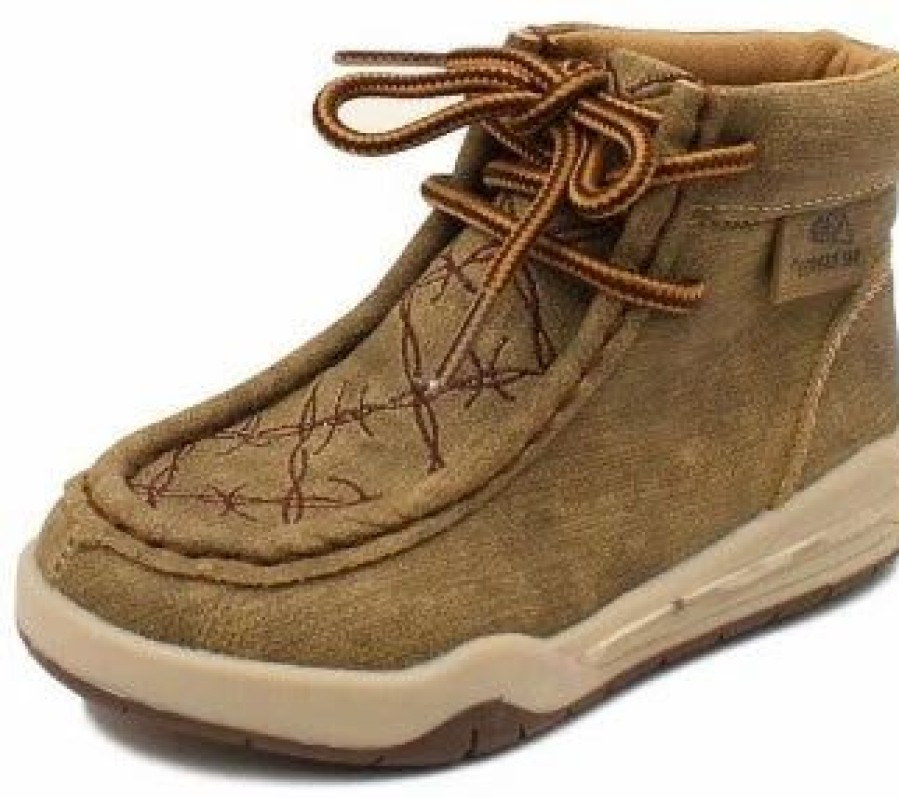 Boots & Shoes * | M&F Western Products, Inc Brown Kid'S Jackson Barbed Wire Light Up Moccasin