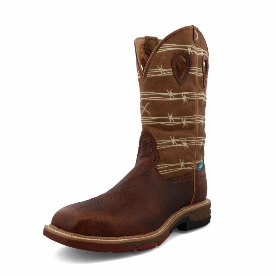 Boots & Shoes * | Twisted X Rustic Brown/Lion Tan Alloy Square Toe