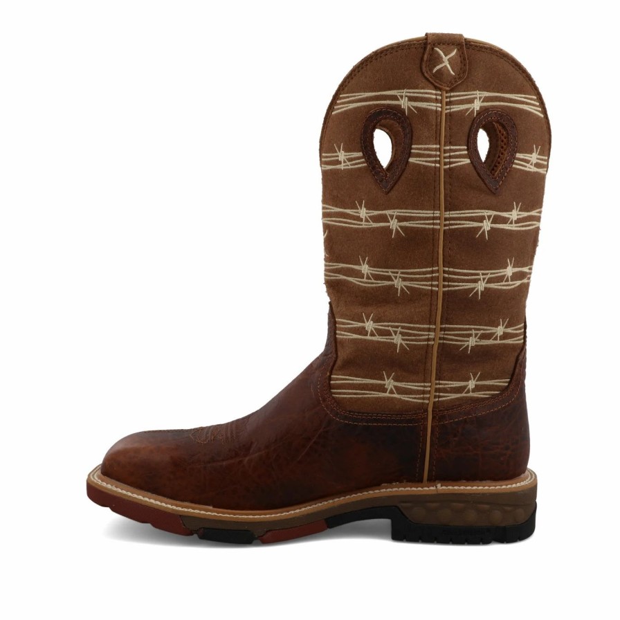 Boots & Shoes * | Twisted X Rustic Brown/Lion Tan Alloy Square Toe