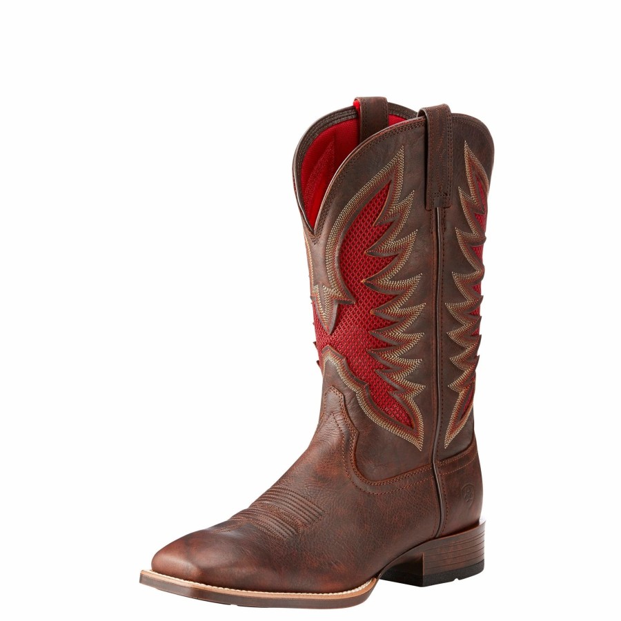 Boots & Shoes * | Ariat Men'S Venttek Ultra Barley Brown And Red Square Toe Boot