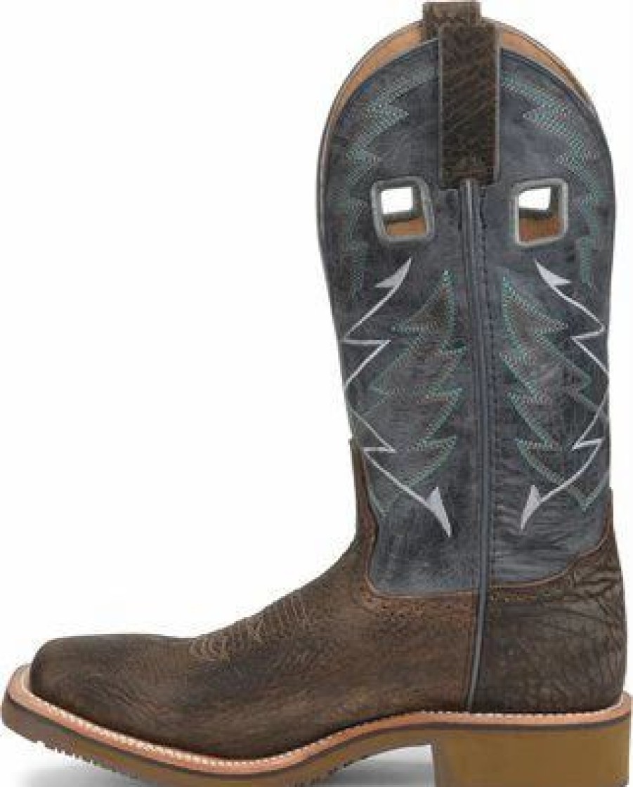 Boots & Shoes * | Double-H Boots Double H Men'S Brown And Navy Square Toe Boots